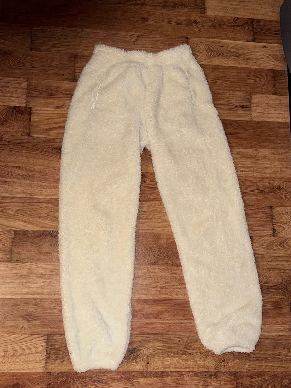 Cream Sherpa Fleece Jogger Pants - Cozy Warm Bottoms